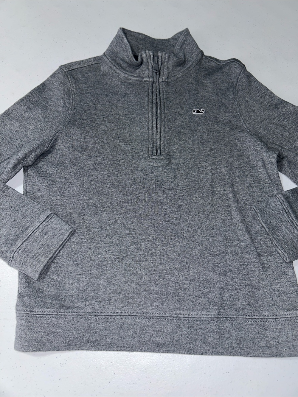 Vineyard Vines Boy’s Quarter Zip Grey Pullover Pima Cotton Size 7